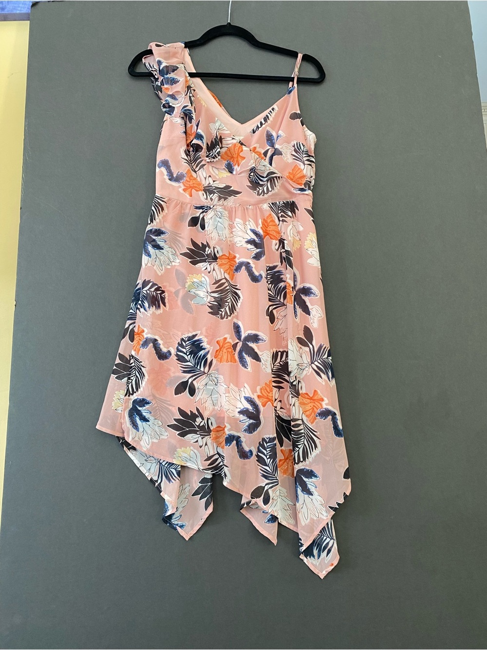 a new day Pink Floral Handkerchief-Hem Sundress